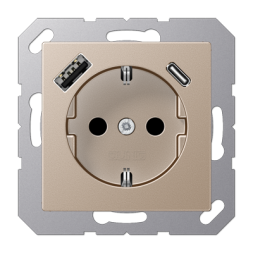 Розетка Jung A серия шампань SCHUKO® с USB-интерфейсом с 1 гнездо USB типа A и 1 гнездо USB типа C A1520-15CACH