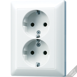 Розетка Jung AS 500 слоновая кость 2-ая SCHUKO с рамкой, шторки AS5020KIU