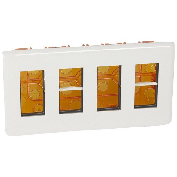Розеточный блок Legrand Mosaic белый в сборе встраиваемый 4х4м. 078874