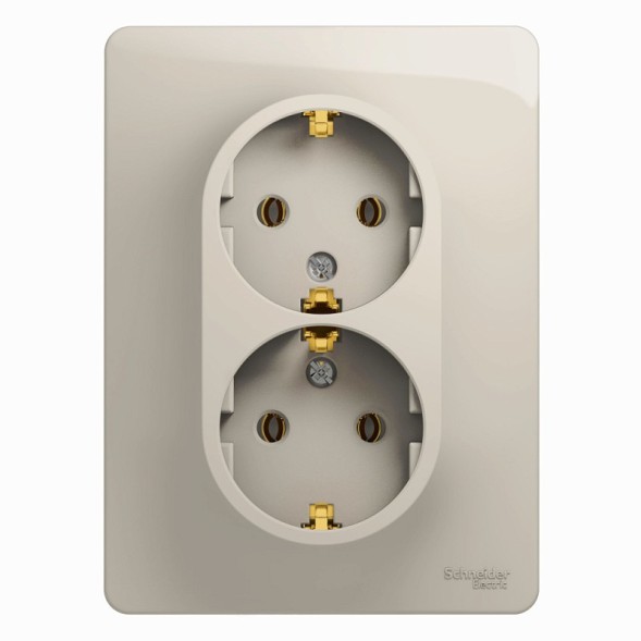 Розетка двойная с заземлением,16А, 250В, в сборе Schneider Electric Glossa Молочный GSL000924