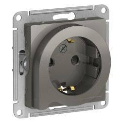 РОЗЕТКА с заземлением со шторками с выталк., 16А, механизм, СТАЛЬ AtlasDesign Schneider Electric ATN000947