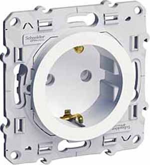 Розетка Schneider Electric Odace белый со шторками S52R033