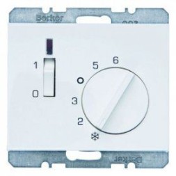 Регулятор температуры помещения Berker K.1 полярная белизна с блеском 24 В с размыкающим контактом центральной панелью одноклавишным выключателем и светодиодом 20317109