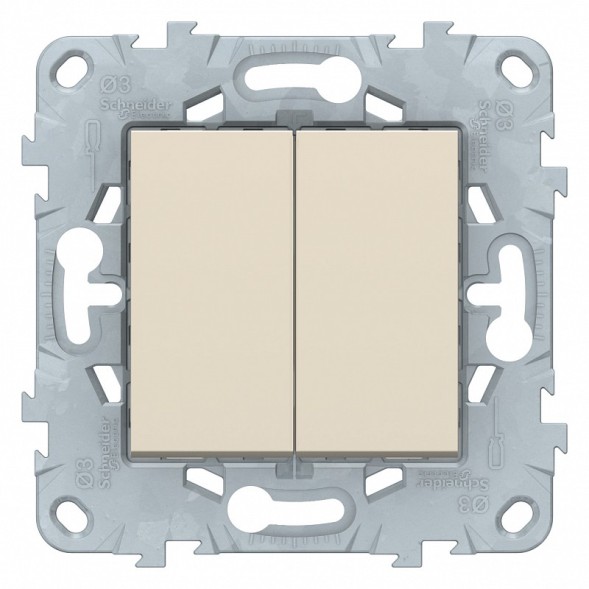 Выключатель Schneider Electric Unica Studio Бежевый 2-клавишный, сх. 5 10 AX, 250 В NU521144