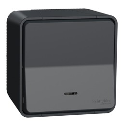 Одноклавишный переключатель Schneider Electric Mureva с подсветкой IP55 накладной монтаж Антрацит MUR35024