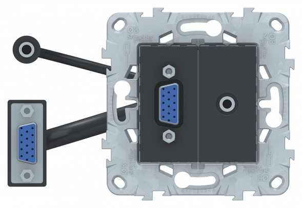 Розетка HD15+Minijack Schneider Electric Unica Антрацит NU593254