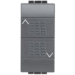 Кнопка Bticino LivingLight Air Антрацит 10А, двойная с блокировкой, 1P-NО + 1P-NО L4037