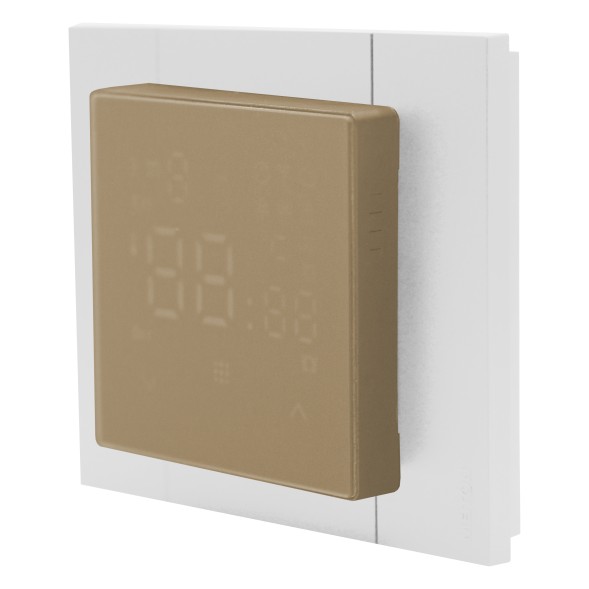 Регулятор теплого пола с модулем WI-FI, TWDM-Дымчатый (ВИД С БЕЛОЙ РАМКОЙ)