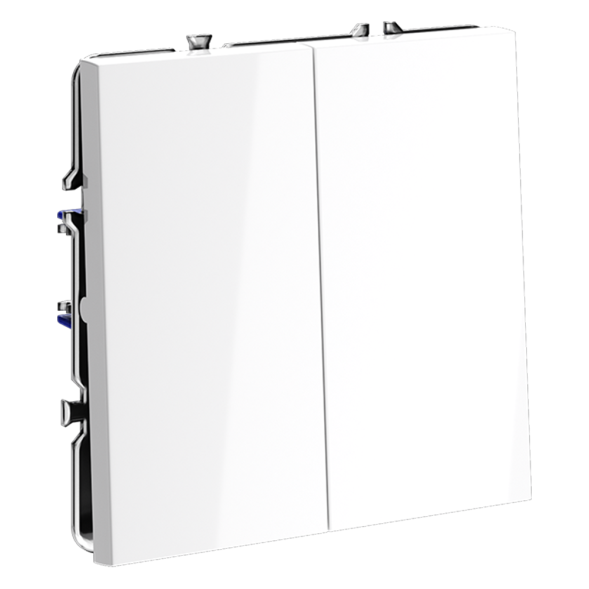 Выключатель встраиваемый VOLTUM S70 двухклавишный 10А, (белый глянцевый)