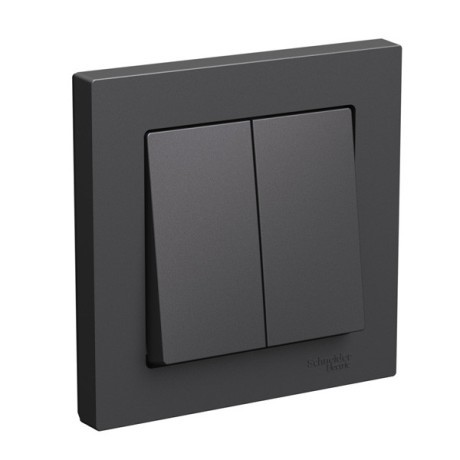 ATN001452 Atlasdesign 2-клавишный ВЫКЛЮЧАТЕЛЬ, сх.5, 10АХ, в сборе, БАЗАЛЬТ Schneider Electric