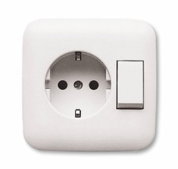 Блок переключатель и розетка ABB Reflex SI слоновая кость SCHUKO в одном корпусе 2CKA001611A0169 4310/6 EUJ-214