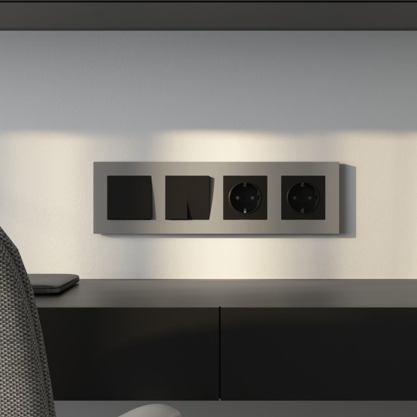 Рамка на 4 поста Slab (дымчатый софт) Werkel W0042917