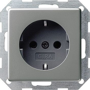 Розетка Gira E22 Сталь с заземляющими контактами 16А/250В 018820