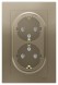 Розетка Schneider Electric Atlasdesign Шампань двойная с заземлением со шторками, 16А, в сборе ATN000526