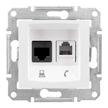Телефонная+компьютерная розетка Schneider Electric Sedna белый SDN5100121