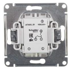 2-клавишный ВЫКЛЮЧАТЕЛЬ, 10АХ, механизм, быстрозажим. клем., АЛЮМИНИЙ Schneider Electric Art Gallery GAL000351S