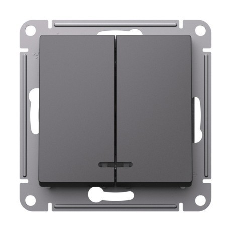 ATN001453 Atlasdesign 2-клавишный ВЫКЛЮЧАТЕЛЬ с подсветкой, сх.5а, 10АХ, механизм, БАЗАЛЬТ Schneider Electric