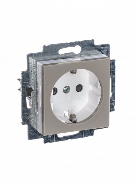 Розетка ABB Levit кофе макиато / белый с заземлением со шторками 16А 2CHH203457A6018 5520H-A03457 18W