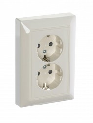 Розетка ABB Basic 55 слоновая кость SCHUKO 16А 250В двойная с защитными шторками 2CKA002021A0379 20-02 EUJKS-92-507