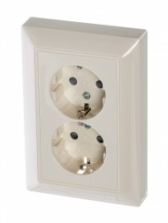 Розетка ABB Basic 55 слоновая кость SCHUKO 16А 250В двойная с защитными шторками 2CKA002021A0379 20-02 EUJKS-92-507