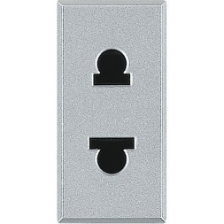 Розетка Bticino Axolute Алюминий 2К, 16 А с защитными шторками Евро HC4125