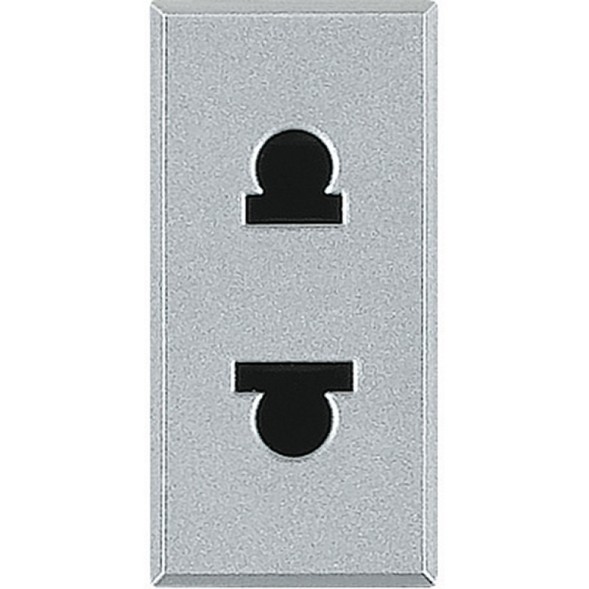 Розетка Bticino Axolute Алюминий 2К, 16 А с защитными шторками Евро HC4125