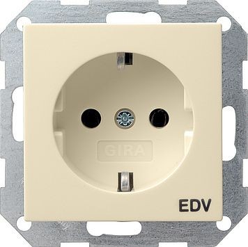 Розетка Gira Кремовый с заземляющими контактами и надписью &quot;EDV&quot; 045801