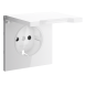 Накладка для розетки с заземлением, защитными шторками и крышкой, S70 (белый глянцевый)