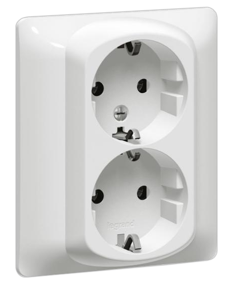 Розетка Legrand Galea Life белая 2х2к+З со шторками PRO21 771033