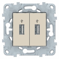USB-коннектор Schneider Electric Unica Studio Бежевый 2-местный NU542744