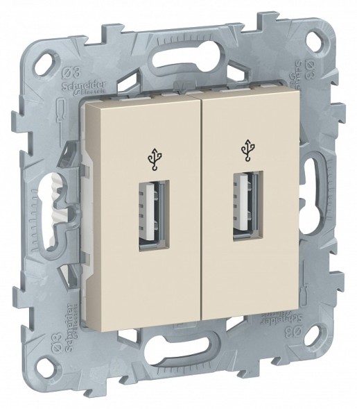 USB-коннектор Schneider Electric Unica Studio Бежевый 2-местный NU542744