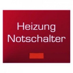 Клавиша Berker K.1 с красной линзой и надписью &quot;Heizung Notschalter&quot; красный с блеском 14887115
