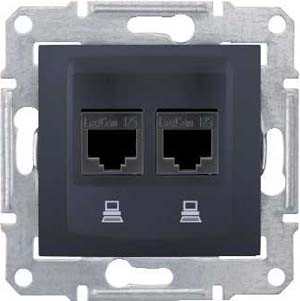 Компьютерная розетка Schneider Electric Sedna графит х2 SDN5000170
