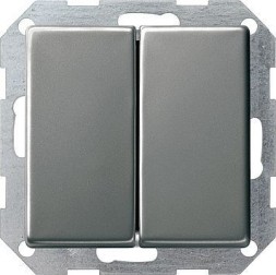 Выключатель Gira E22 Сталь двухклавишный с самовозвратом вертикальный 286020