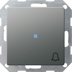 Клавиша Gira E22 Сталь с пиктограммой &quot;звонок&quot; и контрольным окном 028620