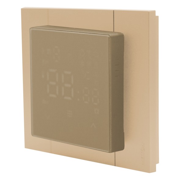Регулятор теплого пола с модулем WI-FI, TWDM-Дымчатый (ВИД С ШАМПАНЬ РАМКОЙ)