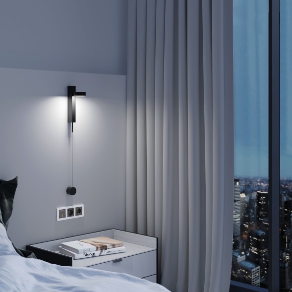 Выключатель одноклавишный проходной с подсветкой (графит акрил) Werkel W1112144