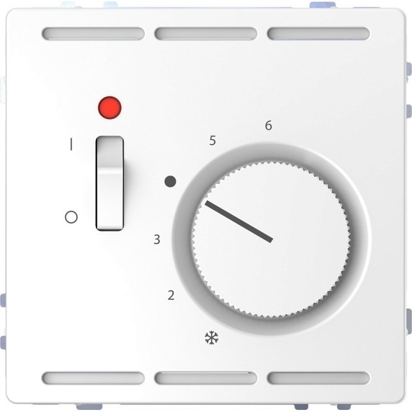 Терморегулятор Merten D-Life белый лотос с центр. пл. с выкл.230В, MTN5760-6035