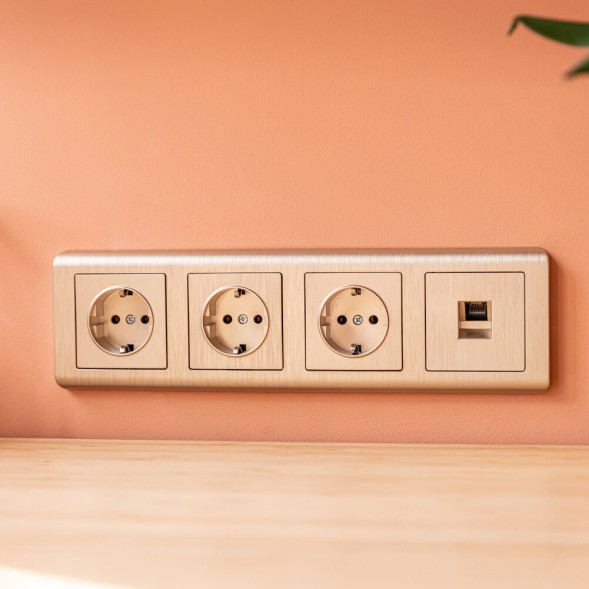 Накладка для телефонной розетки RJ11 (шампань рифленый) Werkel W1192010