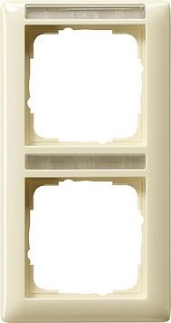 Рамка Gira Standard 55 Кремовый глянец, с полем для надписи 2 поста вертикальная 110201