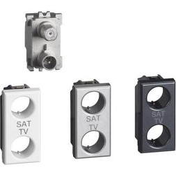 Розетка TV-SAT Bticino Axolute для схемы &quot;Звезда&quot;. Экранированная. 1 модуль. Поставляется в комплекте с лицевыми панелями цветов &quot;Белый&quot;, &quot;Алюминий&quot;, &quot;Антрацит&quot; H4214D