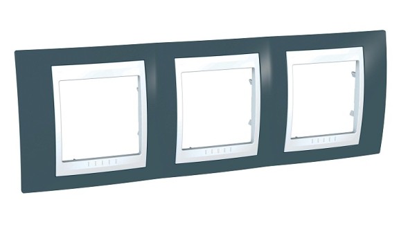 Рамка Schneider Electric Unica Хамелеон серо-зеленый / Белый 3 поста MGU6.006.877