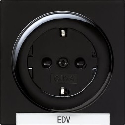 Розетка Gira S-color Черный с заземляющими контактами 16А/250В с полем для надписи 018747