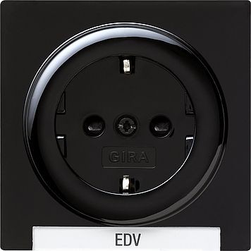 Розетка Gira S-color Черный с заземляющими контактами 16А/250В с полем для надписи 018747