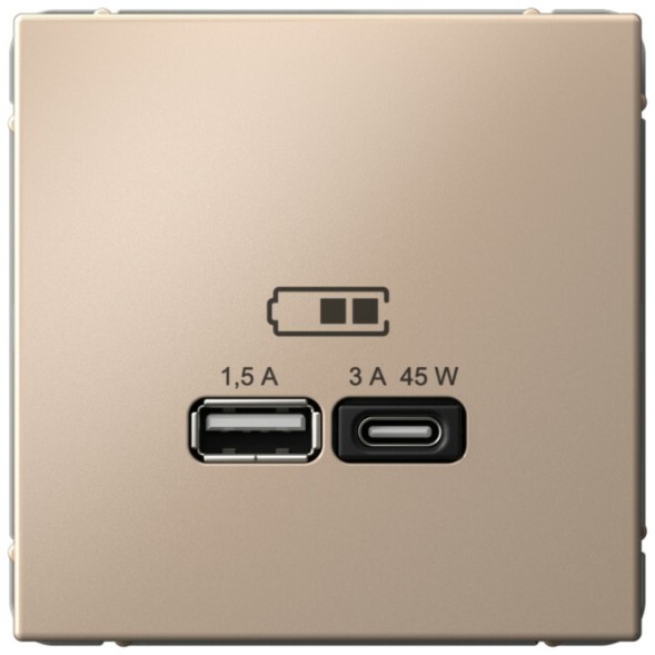 Зарядное устройство USB-A + USB-C, 45Вт (Песочный) Schneider Electric Systeme Art Gallery GAL001229