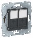 Розетка компьютерная RJ45 Schneider Electric Unica Studio Антрацит двойная, кат. 6 UTP NU542454