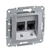 Компьютерная розетка Schneider Electric Sedna алюминий 2 поста SDN5000160