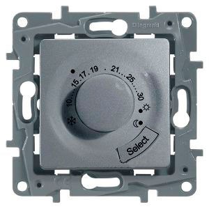 Термостат Legrand Etika алюминий с внешним датчиком для тёплых полов 672430