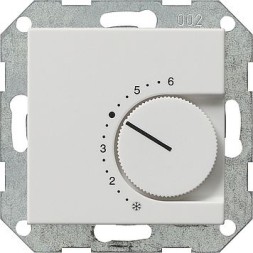 Терморегулятор Gira белый матовый с переключающим контактом на 24V/10 (4)A 039727