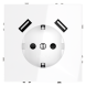 Розетка встраиваемая VOLTUM S70 с заземлением и защитными шторками, 16А, с USB, A+A, (белый глянцевы